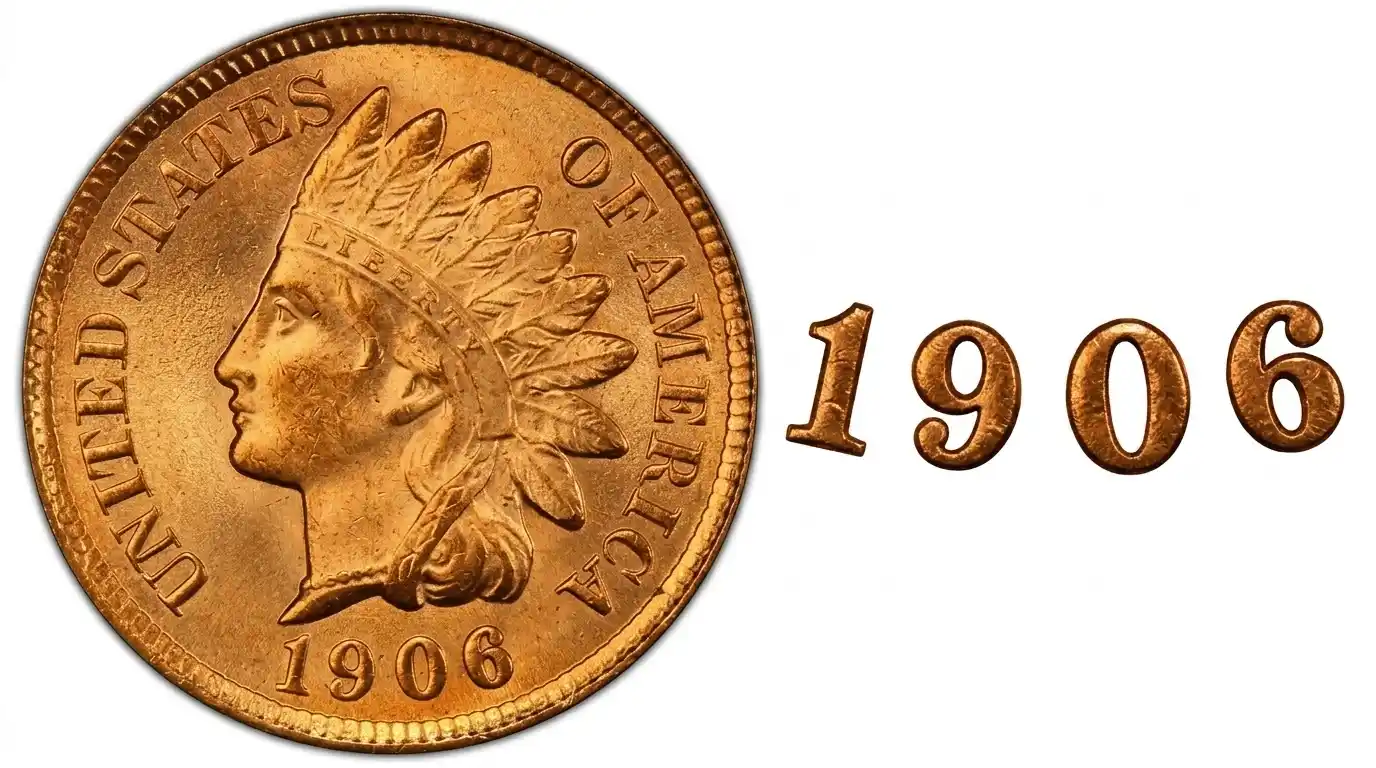 1906 Indian Head penny obverse and lettering